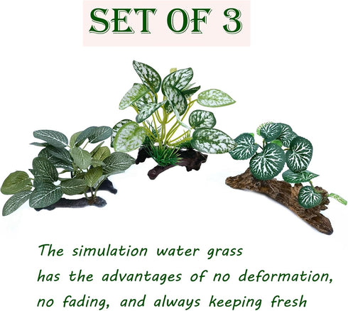 Artificial Fish Tank Plants Silk Aquarium Plant Aquatic Water Grass Foreground Decor (3PCS Green Grasses)...