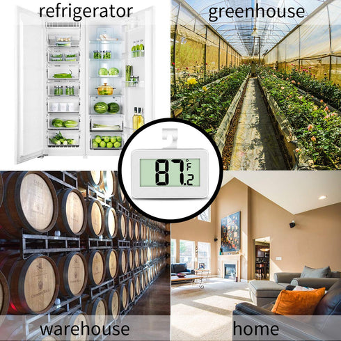 Mini Refrigerator Fridge 2 Pack Digital Freezer Thermometer Waterproof Room Thermometer with Hook, Large LCD Display...