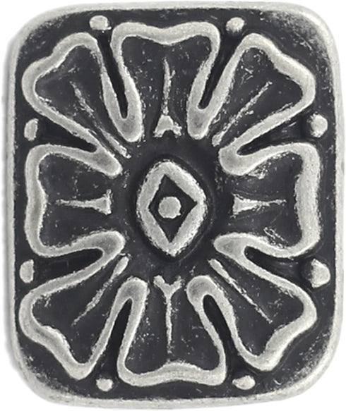 Bezelry 12 Pieces Rectangle Ice Flower Metal Shank Buttons 18mm (11/16 inch) (Antique Silver)...