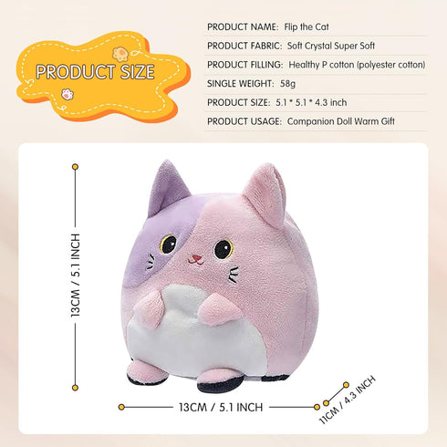 Double-Sided Flip Plush Toy,Reversible Stuffed Animal Mood Plush Flip Show Your Mood at All Times (Cat)...