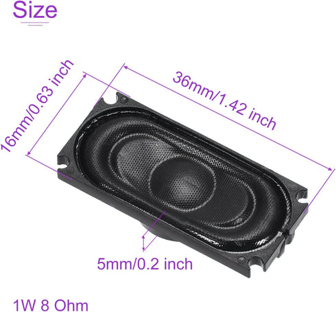 DMiotech 2 Pack 1W 8 Ohm 16mm X 36mm DIY Magnetic Speaker Square Type Internal Replacement Loudspeaker for Laptop Black......