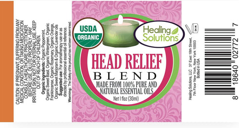 Healing Solutions Oils - 1 oz Head Ease Essential Oil Blends Organic for Diffusers, Aromatherapy - Head Ease Essential Oil Blend - Diffuser Oil - ...