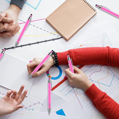 Cobee Stylus Tip Ballpoint Pens, 6 Pieces 1.0mm Retractable Ball Point Pen Medium Point Smooth Writing Pen Black Ink Metal Pen Stylus Nice Pen for...