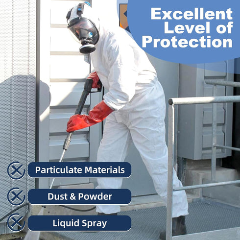 ETERNA Hazmat Suits-Disposable Protective Coverall with Hood, Zipper, Elastic Wrists, Shoe Covers for Men & Women, Shield from Dirt, Dust, Paint (...