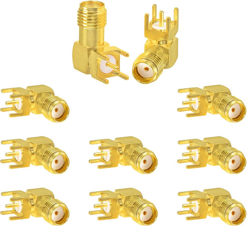 Superbat SMA Connectors Right Angle SMA Female PCB Edge Mount Connector Solder RF Coaxial Adapter 10pcs...