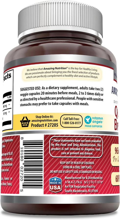 Amazing Nutrition Quercetin 800 Mg with Bromelain 165 Mg Veggie Capsules Supplement | Non-GMO | Gluten Free | Made in USA | Suitable for Vegetaria...