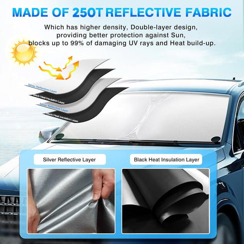 KUST Windshield Sun Shade Custom Fit for Toyota 4Runner 2010-2023 2024 2025 Sunshade Foldable Sun Visor Protector Blocks UV Rays Keep Your Car Coo...