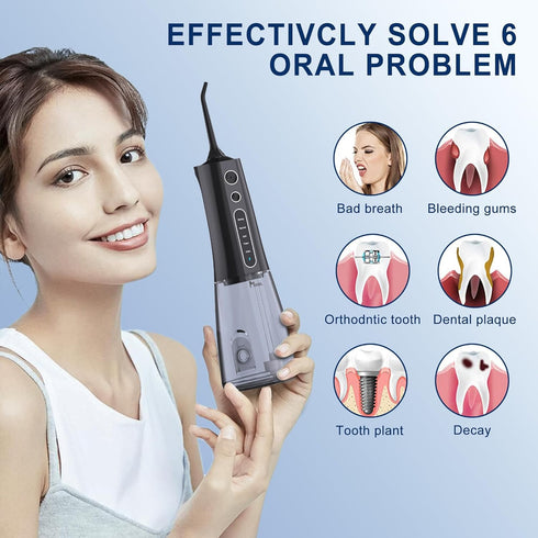 Water Dental Flosser Cordless Teeth Cleaning MOCEL 5 Modes Oral Irrigator 300ML Portable and USB C Cable Rechargeable IPX7 Waterproof Flossing Tee...