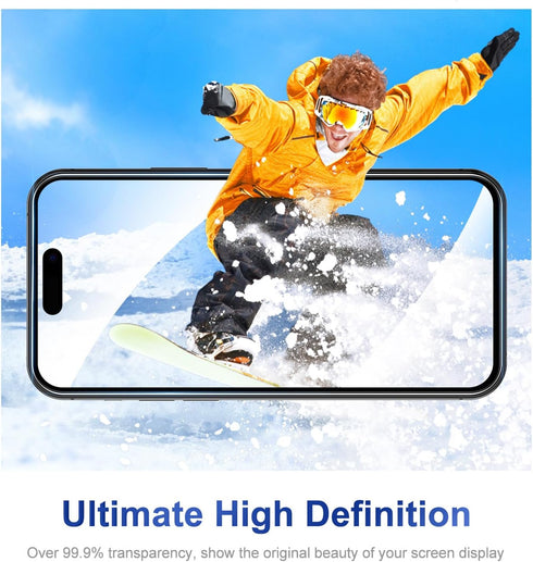 CANSHN [3+3 Pack for iPhone 15 Screen Protector Tempered Glass & Camera Lens Protector Accessories with Easy Installation Frame, Double Shatterpro...