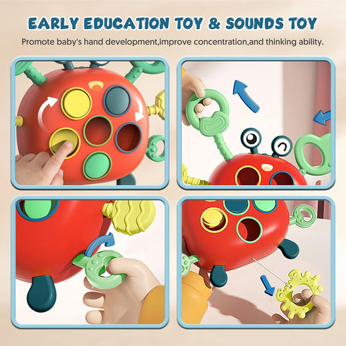 Baby Montessori Toys for 2 Year Old Boy Girl, Sensory Toddler Travel Airplane Car Seat Stroller Toys for 18+ Month, Learning Fine Motor Skills Pul...
