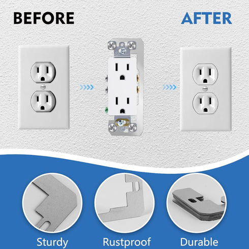 Wall Plate Spacer, 5 Pack Metal Flush Fit Device Level Plate For Wall Outlet Repair and Loose Electrical Outlet Plug Fix, Outlet Spacers Extender ...