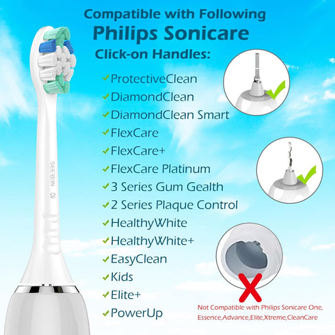 Toothbrush Head Compatible with Sonicare Replacement Heads, Fit Philips Sonicare C2 C1 G2 W W2 4100 5100 6100 Electric Toothbrush Replacement Head...