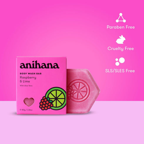 ANIHANA Body Wash Bar with Coconut Oil and Aloe Vera, Moisturizing, Gentle, Soft Skin Care, Paraben Free, Cruelty Free, Refreshing Raspberry & Lim...