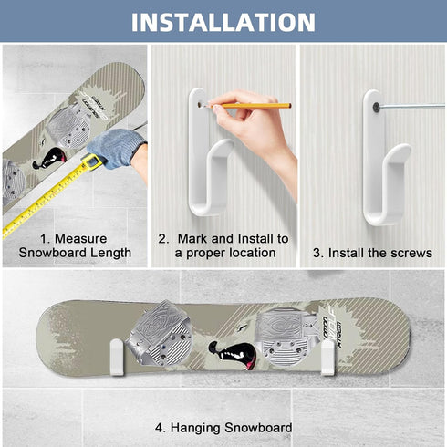 Horizontal Snowboard Wall Mount Clips Snowboard Rack Wall Mount Snowboard Mount Storage Snowboard Wall Mount for Room...