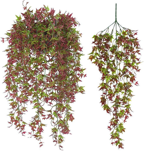 Artificial Hanging Vine, Sweet Potato Leaves Plastic Plants Greenery Faux Ivy Garland Fake Plant UV Resistant for Indoor Outdoor Garden Door Wall ...