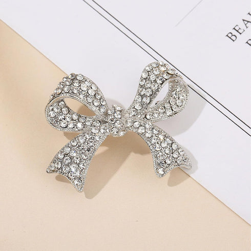 Rhinestone Bow Brooch Pins,Vintage Crystal Ribbon Bow Pearl Lapel Pins Elegant Clothes Hat Bag Brooch Accessories for Women Girls...