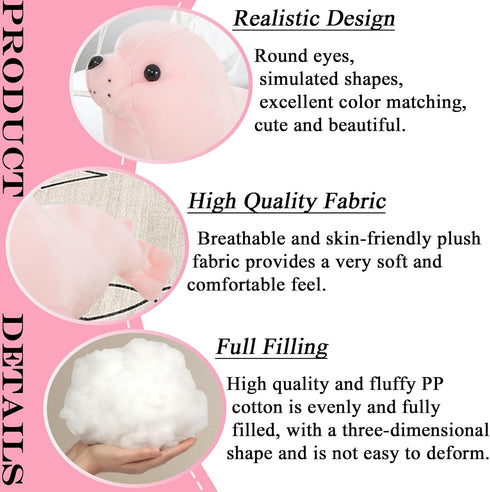 Seal Plush Stuffed Animal Pink Cute Seal Toy Pillow Kawaii Doll for Kids, 9 inch...