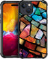 ZHEGAILIAN Case Compatible with iPhone 15 Case,stained glass mosaic fiesta fun Cases, Tempered Glass Back+Soft Silicone TPU Shock Protective Case ...