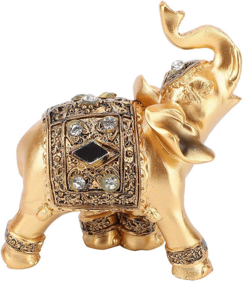 Elephant Statue, Feng Shui Lucky Elephant Figurine, Golden Elegant Sculpture, Small Resin Home Decoration, Wealth Figurine...