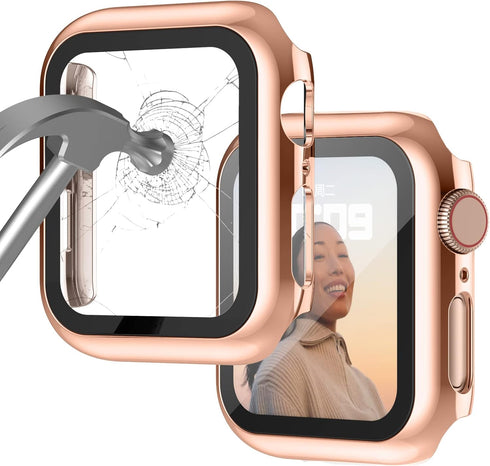 Apple Watch Series 9 & 8 & 7 45mm Case with Built-in Tempered Glass Screen Protector, Ultra-Thin Bumper Full Cover Hard PC Protective Case for iWa...