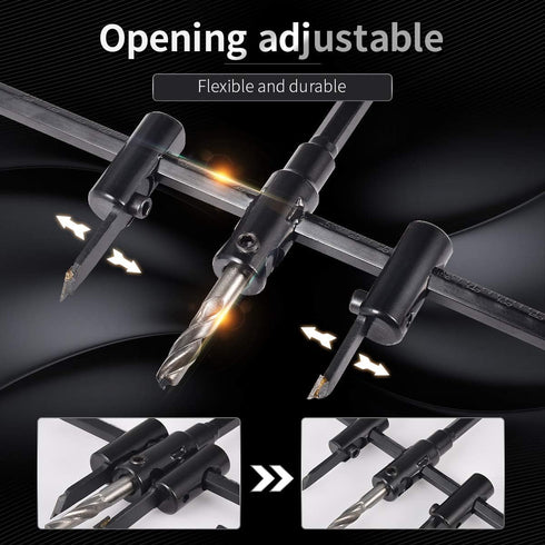 KATUR 30mm to 200mm Adjustable Circle Hole Cutter Saw Kit, Wood Drywall Drill Bit Saw Round Cutting, Woodworking Twist Hole DIY Tools (30-200mm)...