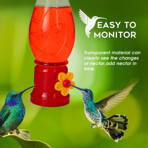 ORIENTOOLS Hummingbird Feeder 4Pack, Mini Hanging Flower Bird Feeders for Outdoors with 4 Window Mount Suction Cup Accessories, 3.4 oz/Pc...