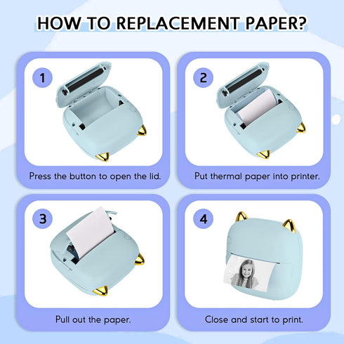 Mini Printer Portable, Bluetooth Pocket Thermal Sticker Printer with 10 Rolls Thermal Paper and Sticker Mini Thermal Printer for iOS & Android Ink...