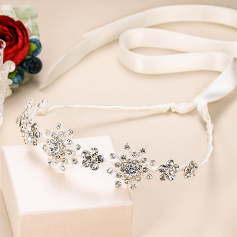 EVER FAITH Silver-Tone Austrian Crystal Wedding Snowflake Flower Hair Band Clear...
