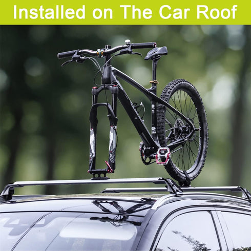 MUQZI Bike Fork Mount, Front Fork Block Quick Release Thru Axle Car Roof Carrier Rack Support Bicycle Stand Holder with Adapters, Black...