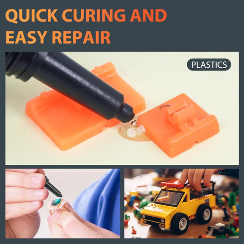 UV Glue Kit with uv light, Liquid Plastic Welder, Glass repair fluid, Cures Quickly, Plastic, Glass, Metal Adhesive Repair for Home, Outdoors. (2P...
