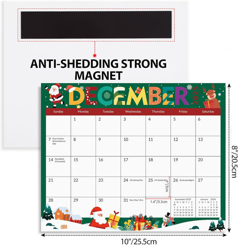 Magnetic Calendar for Refrigerator, 8'' x 10'' Fridge Calendar Runs from May 2024 Until December 2025, 20 Months Refrigerator Calendar for Home, O...