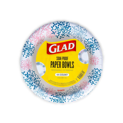 Glad Everyday Disposable Paper Bowls with Pink Hydrangea Design | Cut-Proof, Microwaveable Paper Bowls, Floral Themed Disposable Bowls for Everyda...