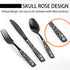 Portable Travel Utensils Set with Case, Reusable Camping Silverware, 18/0 Stainless Steel Flatware for Adult Work Lunch Picnic Unique Skull Rose, ...