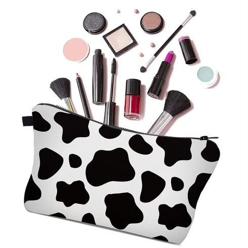 Meiyuuo Makeup Bag Bulk Cosmetic Bags Set 2PACK Organizers Medium Cosmetics Bag Small Make up Pouch for Purse for Women Ladies(Cute Cow Print)...