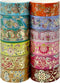 allydrew Elegant Gold Foil Washi Tape Box Set for Arts & Crafts, Scrapbooking, Stationery, Diary (12 Rolls), Playful Florets...