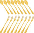 Set of 16 Gold Demitasse Espresso Spoon (4 inch) and Stainless Steel Forks (4.8 inch), DaKuan Gold Mini Coffee Spoons & Cake Forks for Dessert, Te...