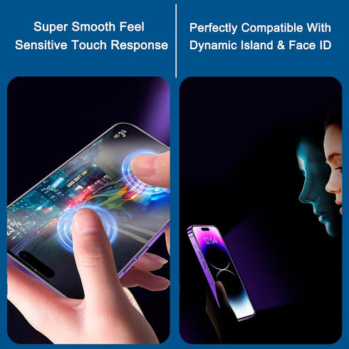 2-Pack Anti-Blue Light Matte Screen Protector for iPhone 14 Pro Max, Anti-Glare Blue Light Blocking Eye Protection Tempered Glass Film 6.7", Smoot...