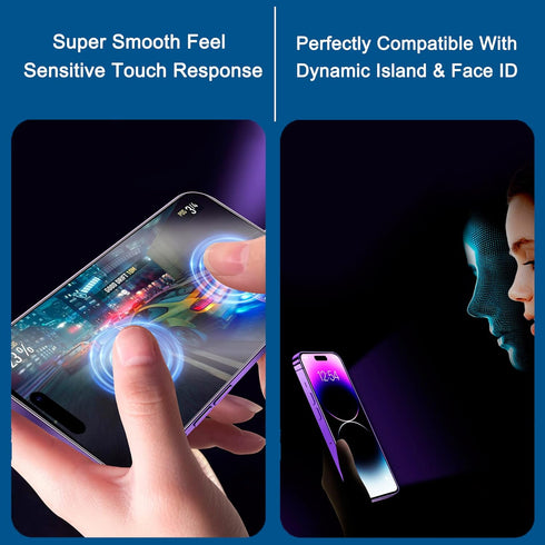 2 Pack Matte Anti-Blue Light Eye Protection Screen Protector for iPhone 14 Pro, Anti-Glare Blue-Light Blocking Tempered Glass Film 6.1", Scratch R...