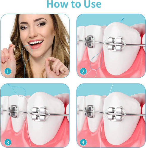 Dental Floss Threader, Biodegradable Threader Multifunctional Nylon Loop Design for Your Teeth Deep Clean Floss for Braces Bridges & Implants 100 ...