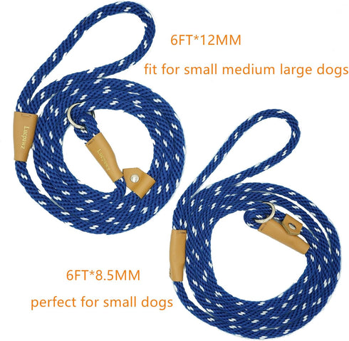 Premium Training Slip Lead for Dogs, No Pull Slip Rope Dog Training Leash 6ft, Heavy Duty Durable Braided Lead with Different Thickness (6FT*12MM,...