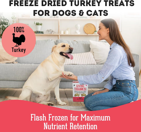 Freeze Dried Turkey Treats for Dogs & Cats (1.76 oz, Pack of 1) - Single Ingredient Flash Frozen to Maintain Nutrients Vitamins and Healthy Oils M...
