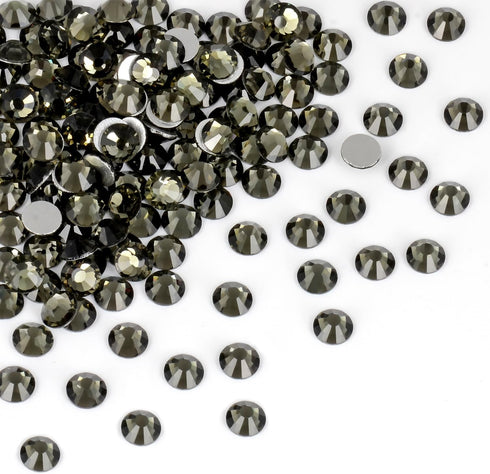 Glue Fix Crystal Flatback Rhinestones Glass Diamantes Gems for Crafting Nail Art Crafts Decorations Clothes Shoes 4.8mm (ss20 1440pcs, Black Diamo...