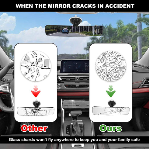 Anti Glare Reduce Blind Spots Convex Wide Angle Hd Auto Inside Rearview Mirror 360 Degrees Adjustable Car Rear View Mirror with Suction Cup Compat...