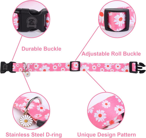 MR. CHUBBYFACE Flower Daisy Dog Collar Spring Floral Soft Adjustable Pet Boy Girl Collar for Small Medium Large Dogs...