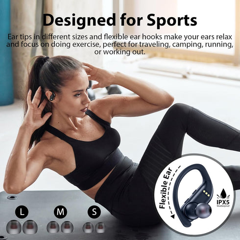 bmanl Wireless Earbuds Bluetooth Headphones 48hrs Play Back Sport Earphones with LED Display Over-Ear Buds with Earhooks Built-in Mic Headset for ...