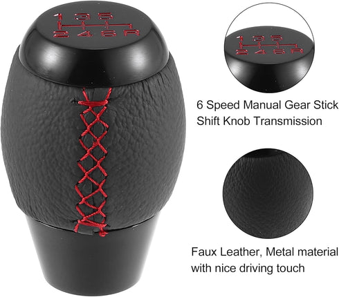 X AUTOHAUX 6 Speed Manual Gear Stick Shift Knob Transmission with Dust Cover Gear Lever Stick Shifter Handle for Honda Civic 1992-1995 Black...
