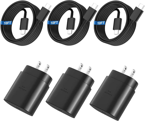 iPhone 15 Charger 10 FT, 3 Pack 20W USB-C Fast Wall Charger with 10FT Extra Long USB C Charger Fast Charging Cable Compatible for iPhone 15/15 Plu...