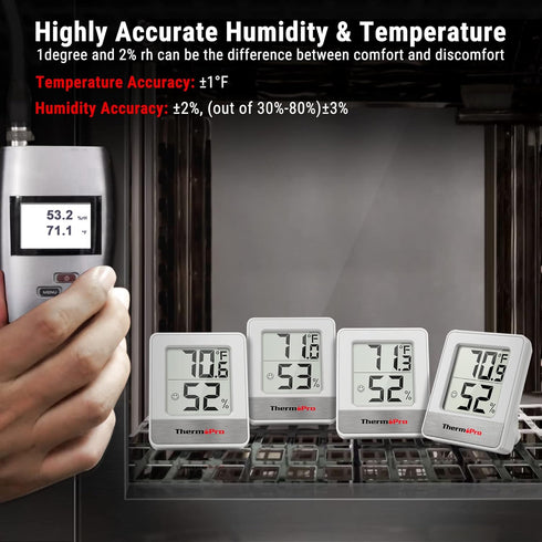 ThermoPro TP49 3 Pieces Digital Hygrometer Indoor Thermometer Humidity Meter Mini Hygrometer with Temperature and Humidity Monitor Outdoor and Roo...