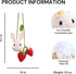 BUNNY Cute Rear View Mirror White Bunny and Strawberry Crochet Car Charm, Bunny Hanging Ornaments, Cute Fruit Car Rear Dangle Interior, Handmade K...