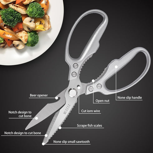 Kitchen Scissors, All Purpose Heavy Duty Kitchen Shears for Food,Metal Handle Stainless Steel Cooking Scissors for Chicken,Poultry,Meat,Herbs,Fish...